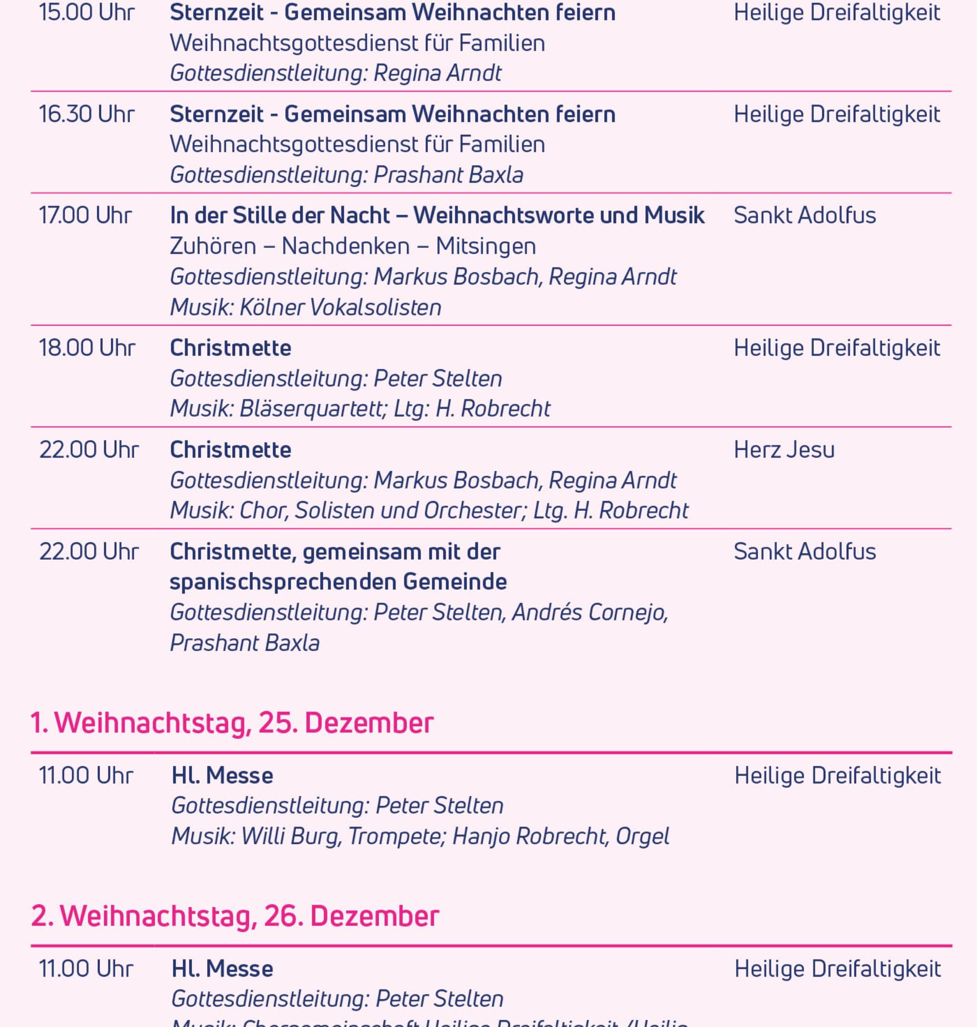 Weihnachtsgottesdienste